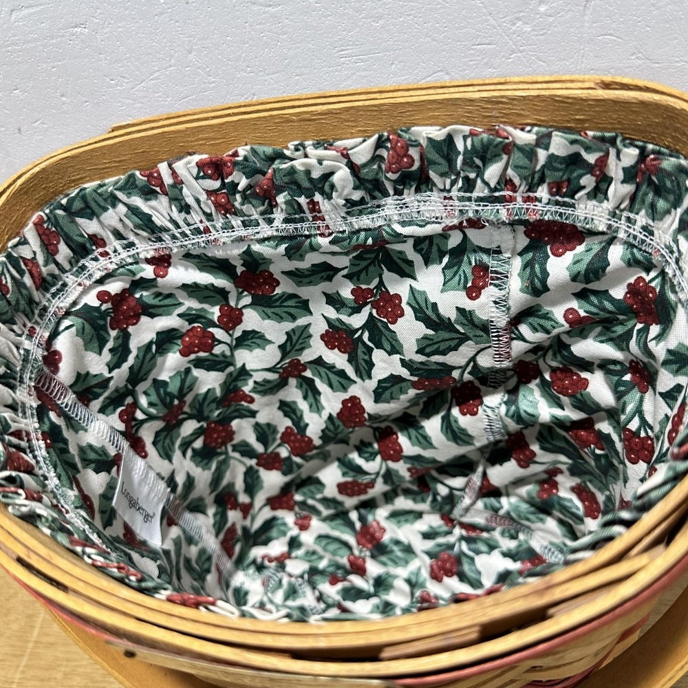 Longaberger 1998 Glad Tidings Christmas Basket Holly Liner & Protector Vintage - Picture 6 of 7